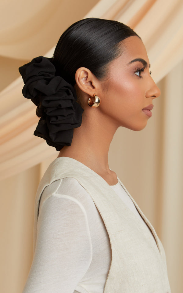 Black Chiffon Scrunchie