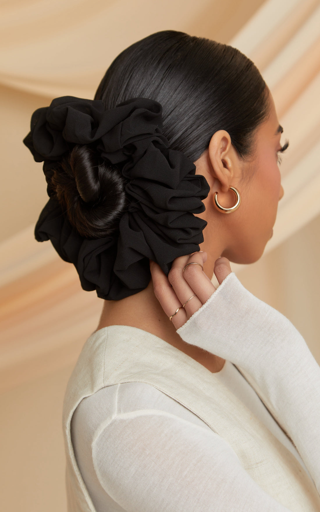 Black Chiffon Scrunchie