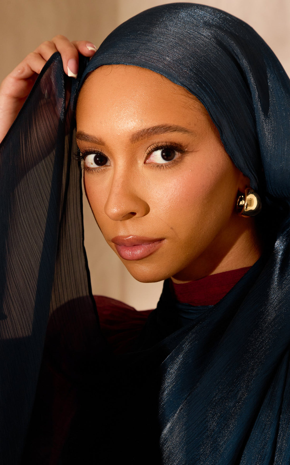 Deep Navy Lustre Satin Hijab