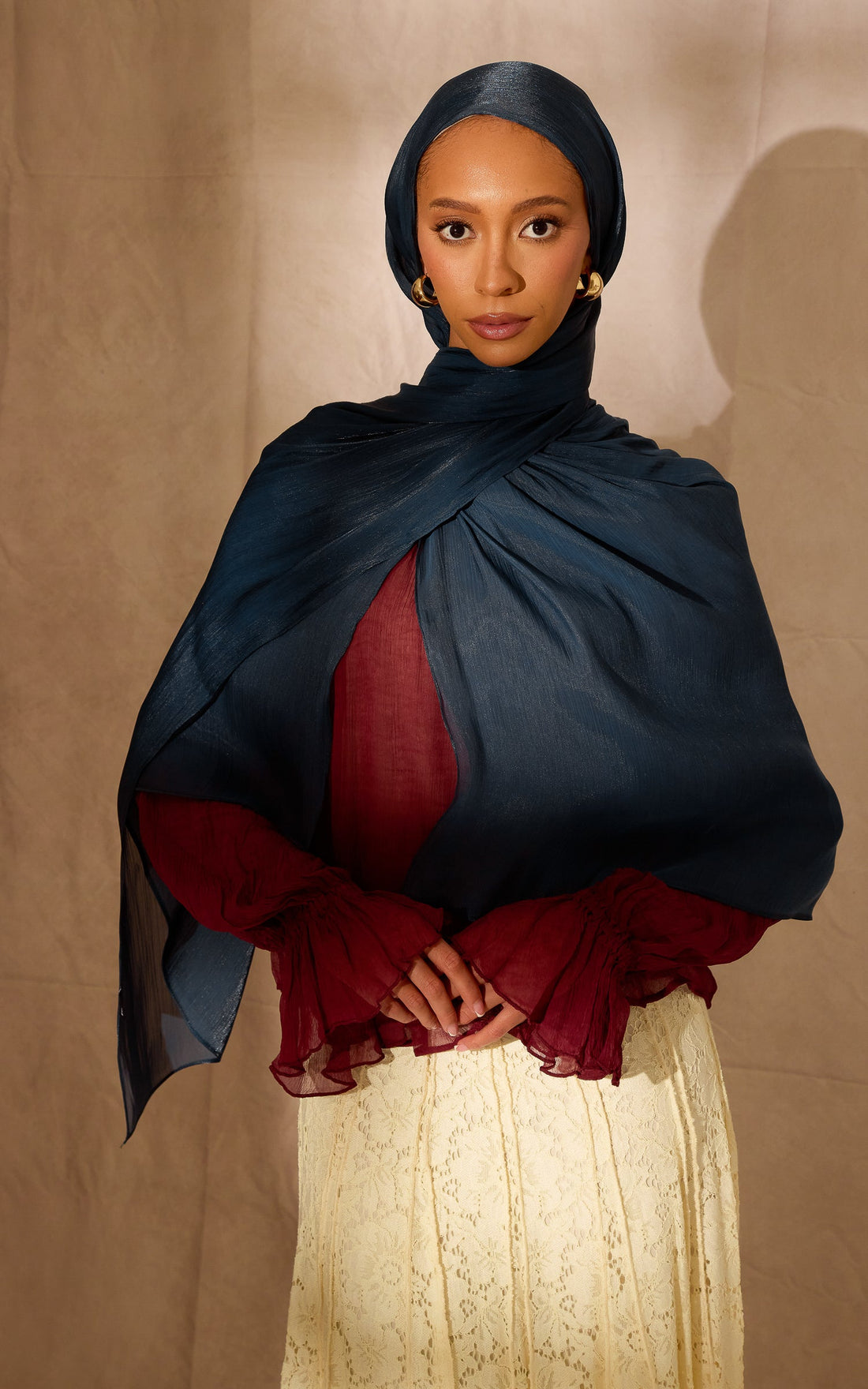 Deep Navy Lustre Satin Hijab