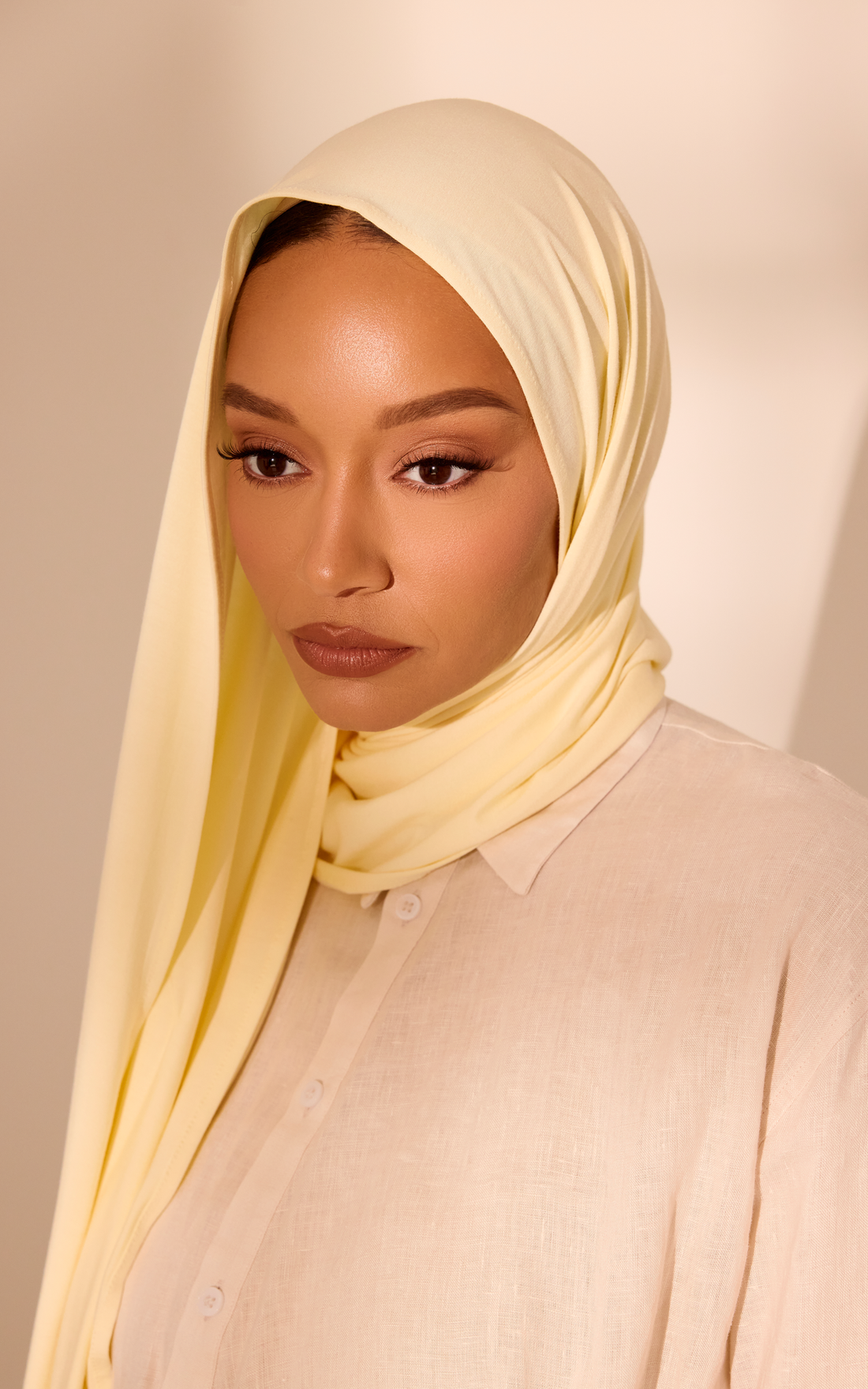 Light Yellow Premium Jersey Hijab — Mini