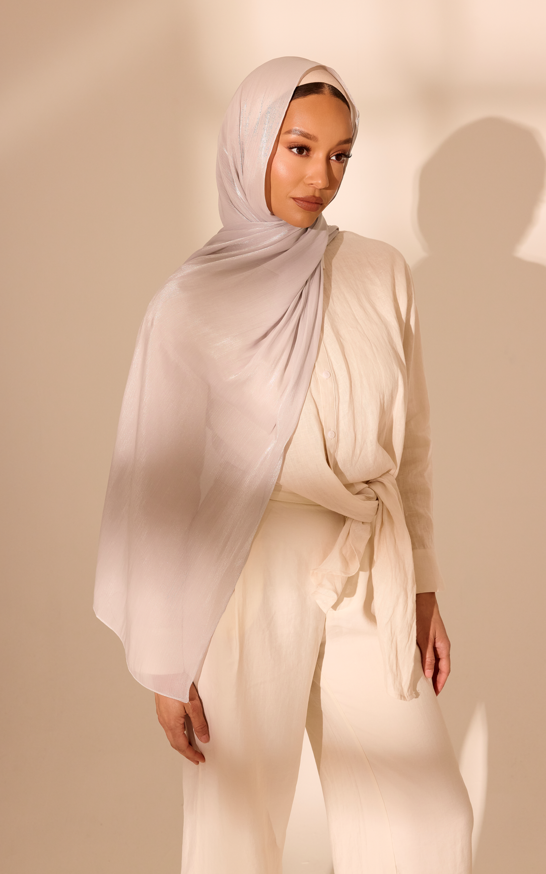 Silver Lustre Satin Hijab