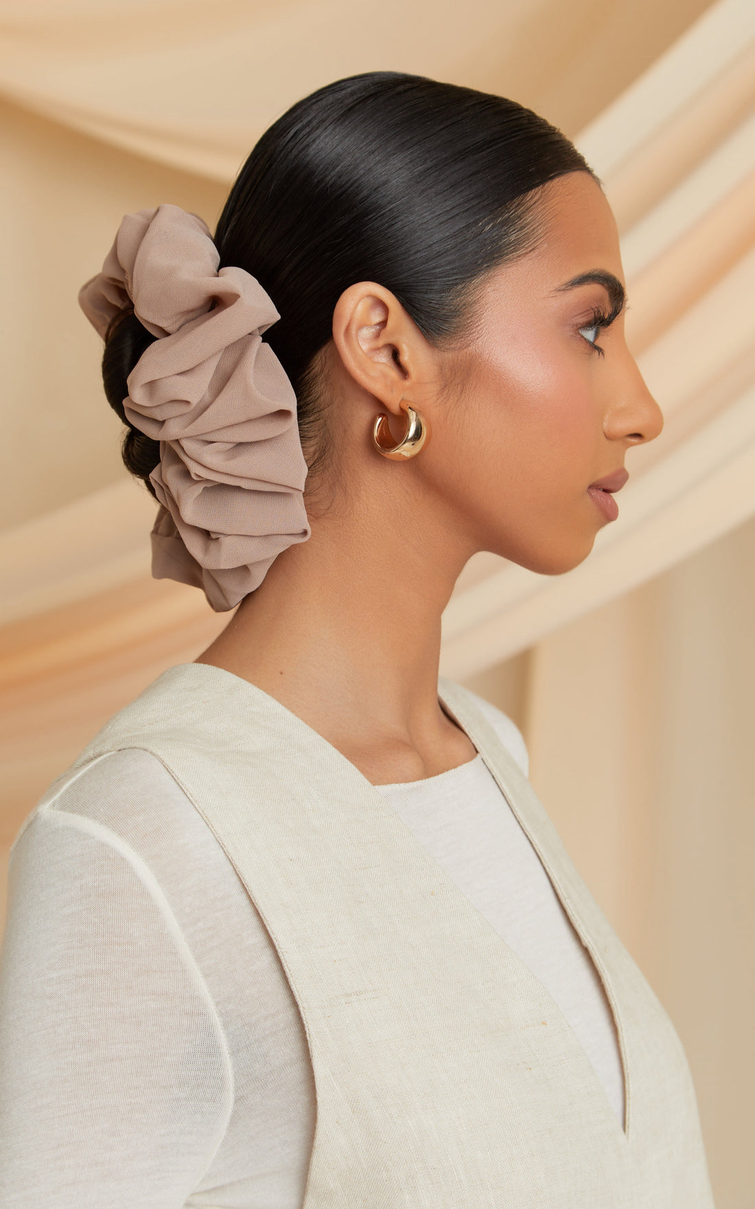 Taupe Chiffon Scrunchie