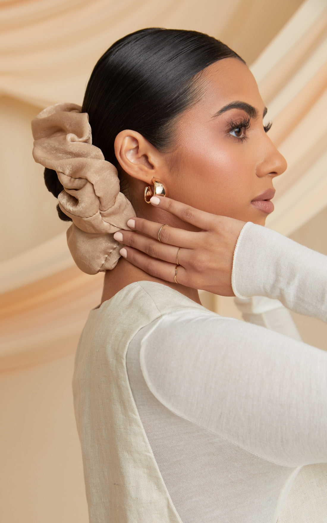 Taupe Satin Scrunchie