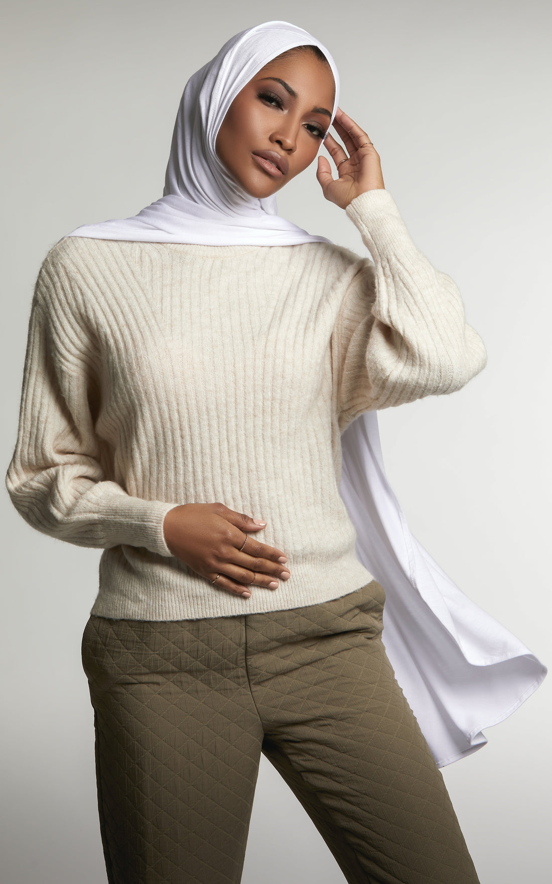 White Access 2.0 Hijab — Cross Front