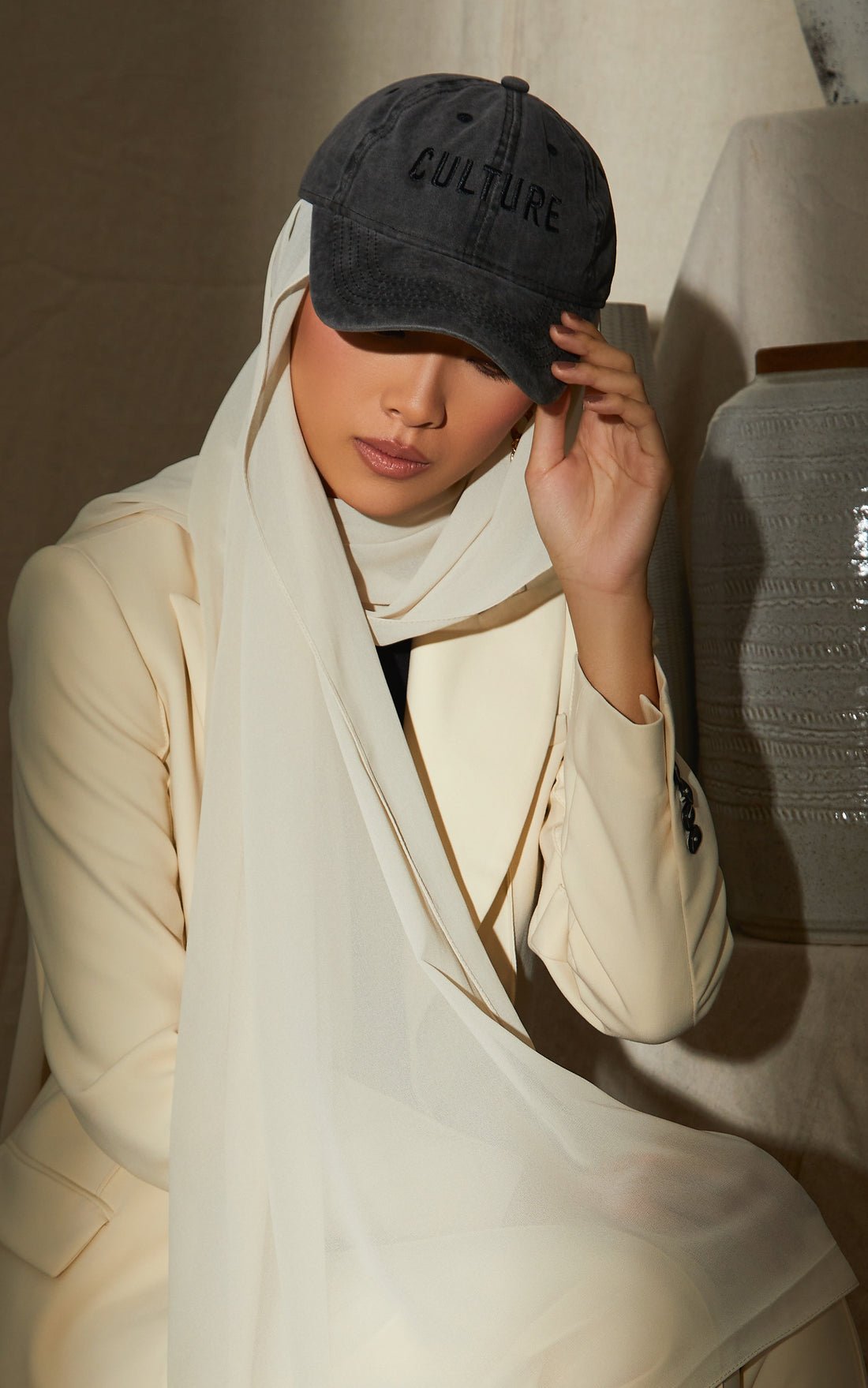 Black Acid Wash Hat — CULTURE (view 3)