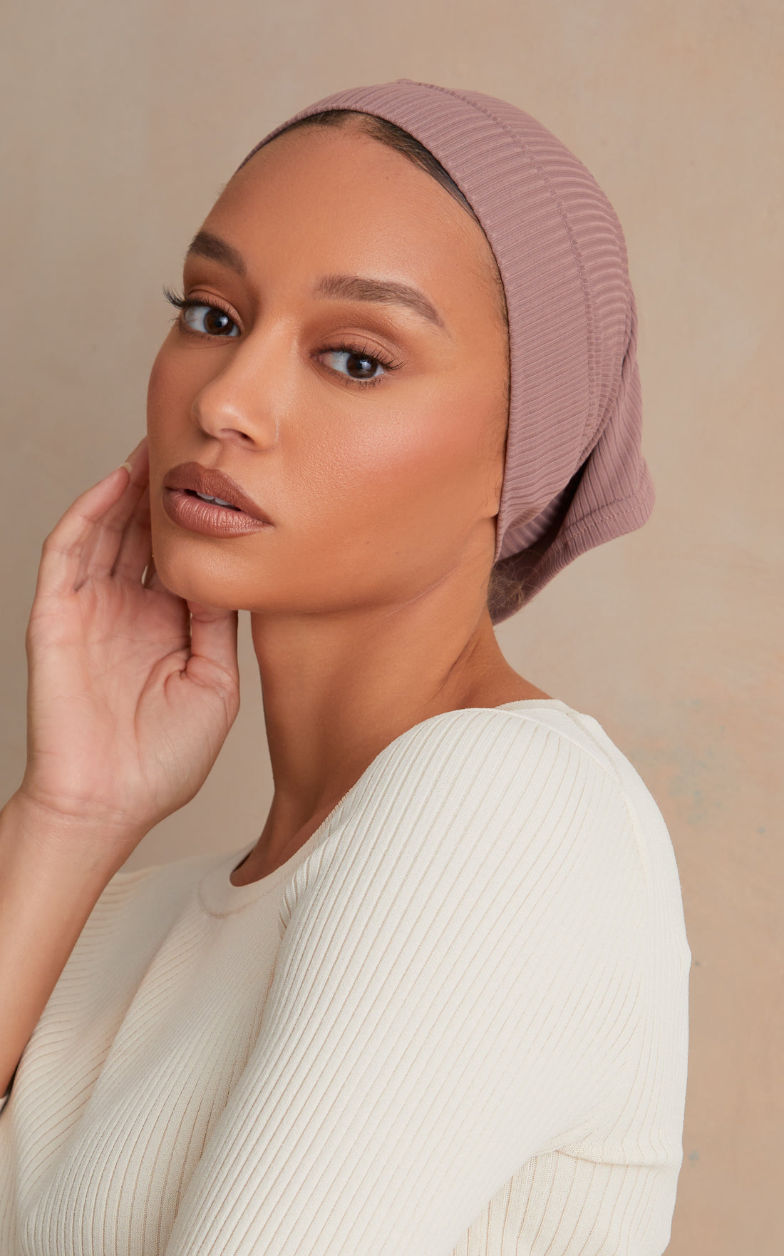 Rose Smoke Ribbed Under Scarf — CULTURE