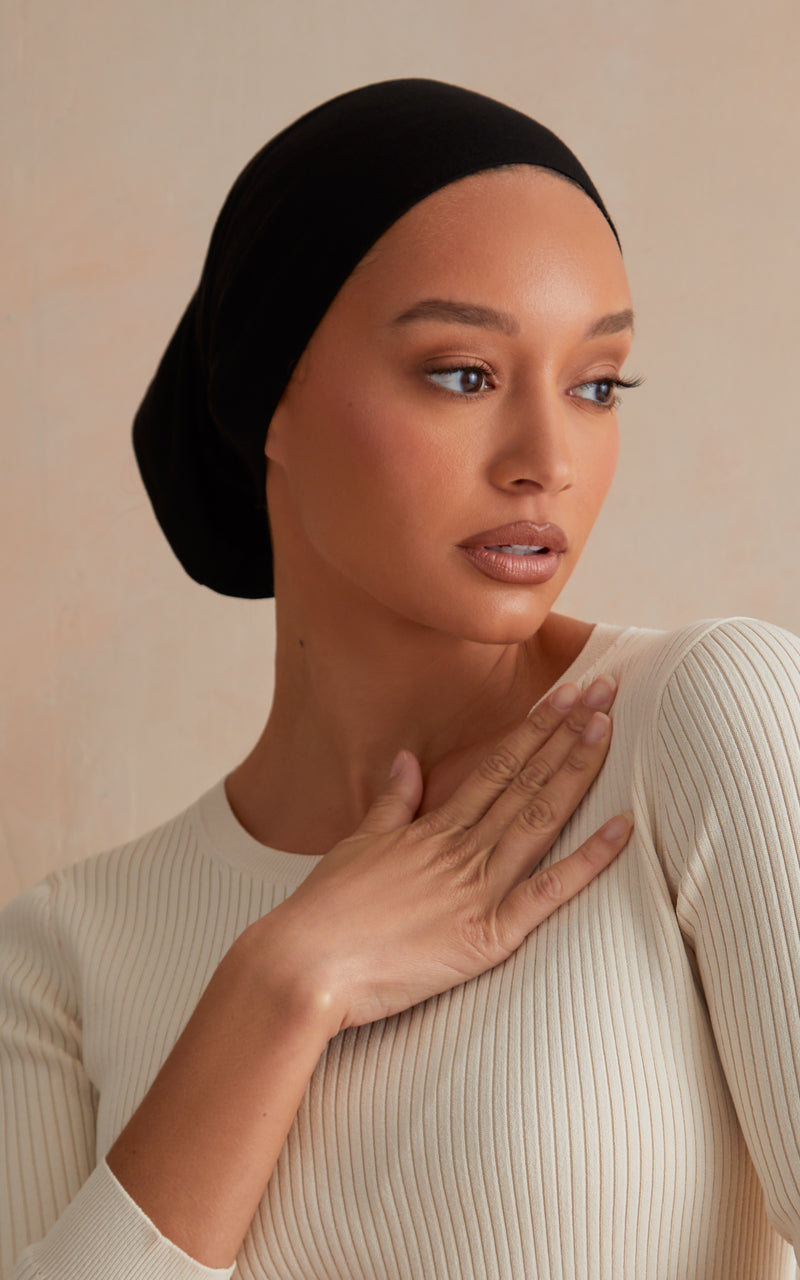 Black Wide Band Cotton Under Scarf — CULTURE