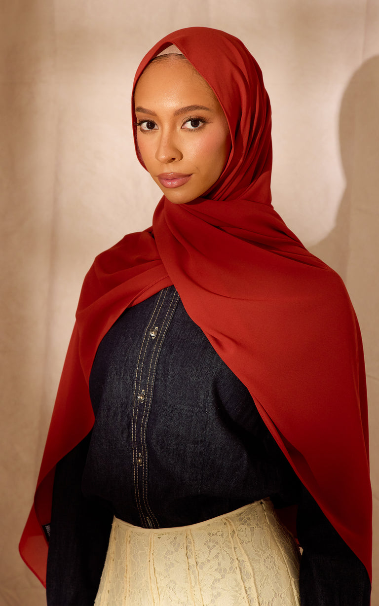 Solid Chiffon POPPY RED Hijab Scarf $17.95 Free Shipping!