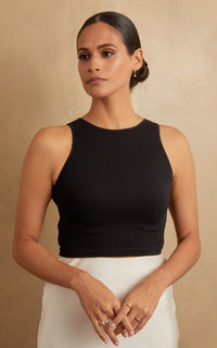 Black Crew Neck Ribbed Tank — CULTURE