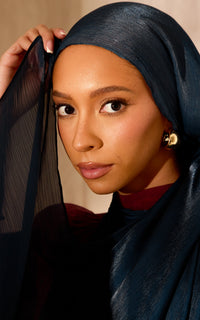 Deep Navy Lustre Satin Hijab