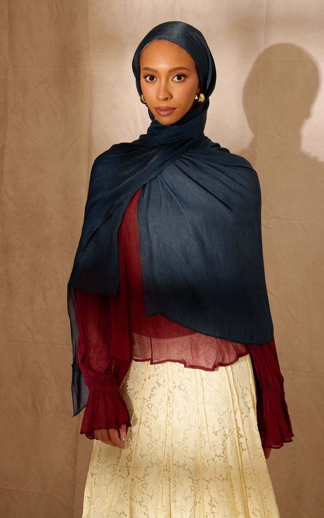 Deep Navy Lustre Satin Hijab