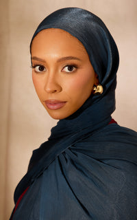 Deep Navy Lustre Satin Hijab