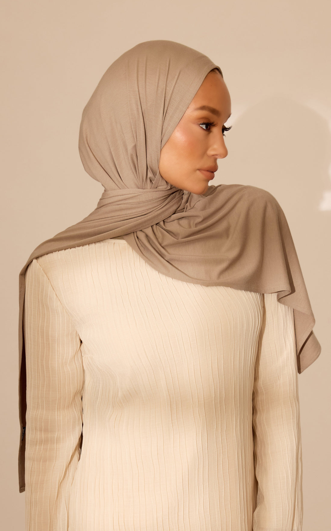French Taupe Premium Jersey Hijab — Mini