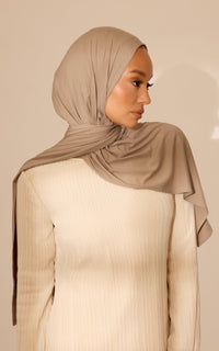 French Taupe Premium Jersey Hijab — Mini