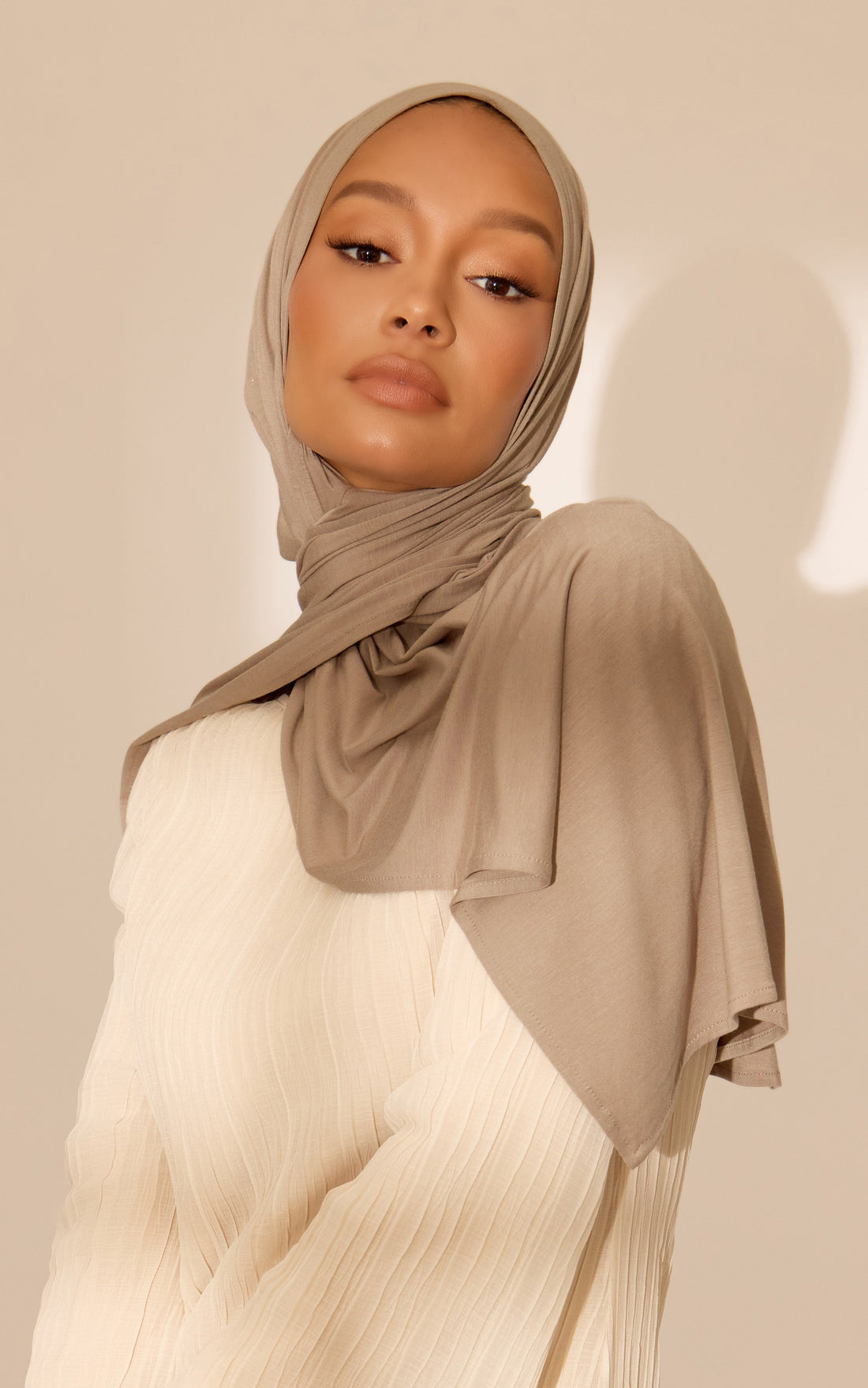 French Taupe Premium Jersey Hijab — Mini