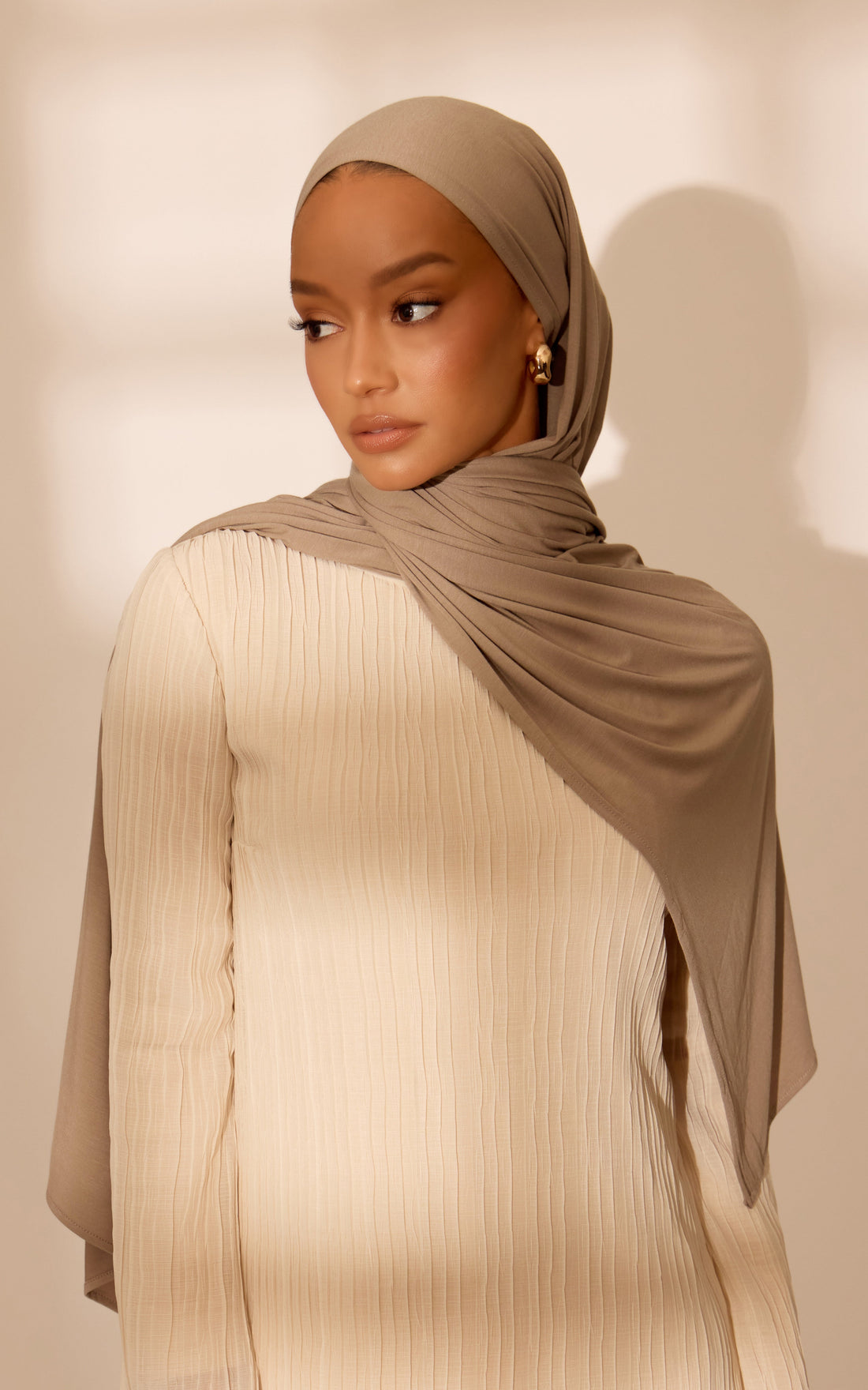 French Taupe Premium Jersey Hijab — Standard