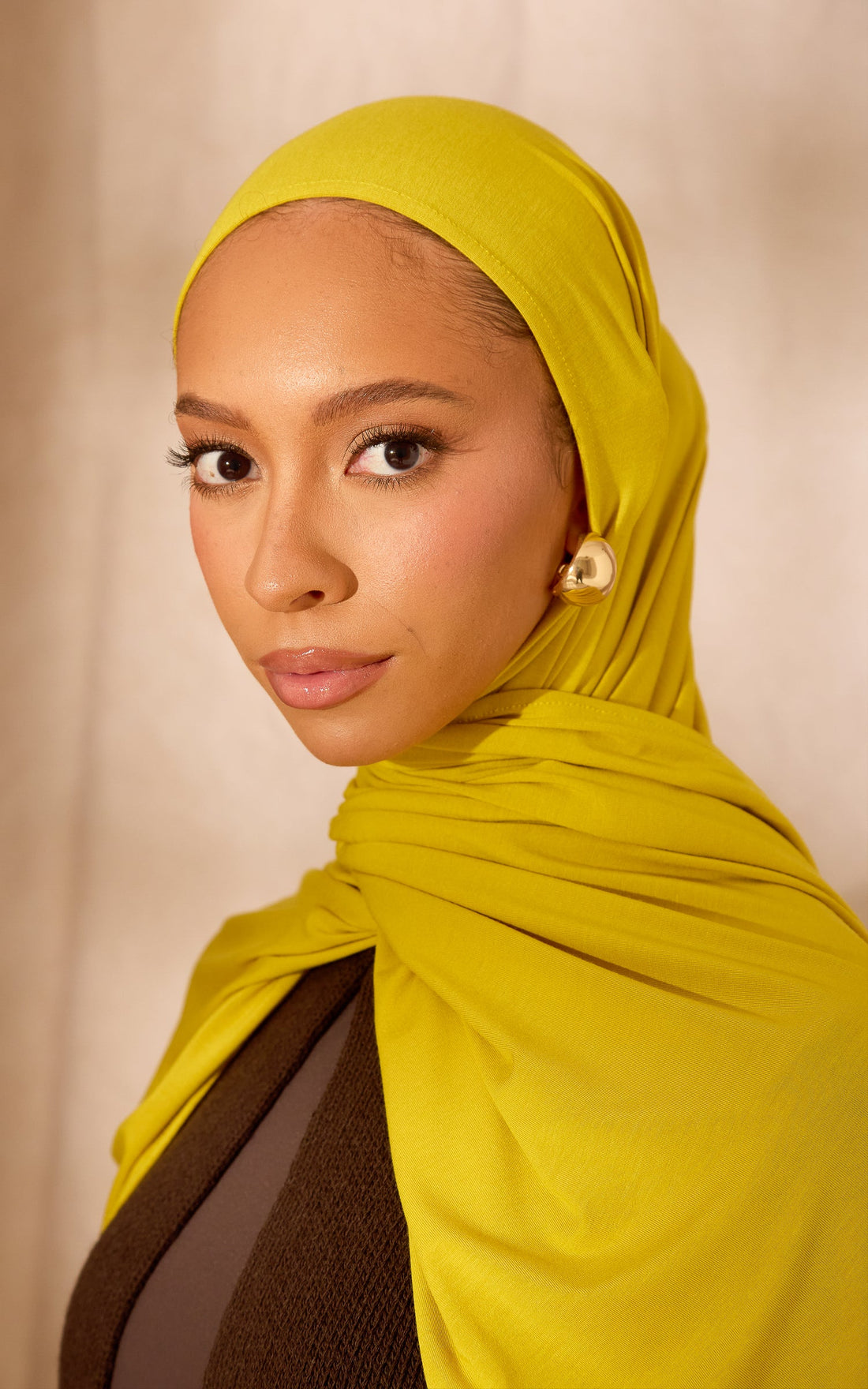Golden Palm Premium Jersey Hijab — Standard
