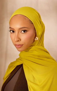 Golden Palm Premium Jersey Hijab — Standard