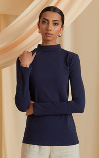 Navy Long Sleeve Top