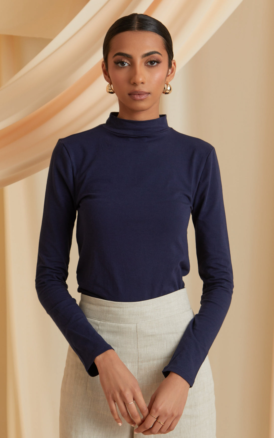 Navy Long Sleeve Top