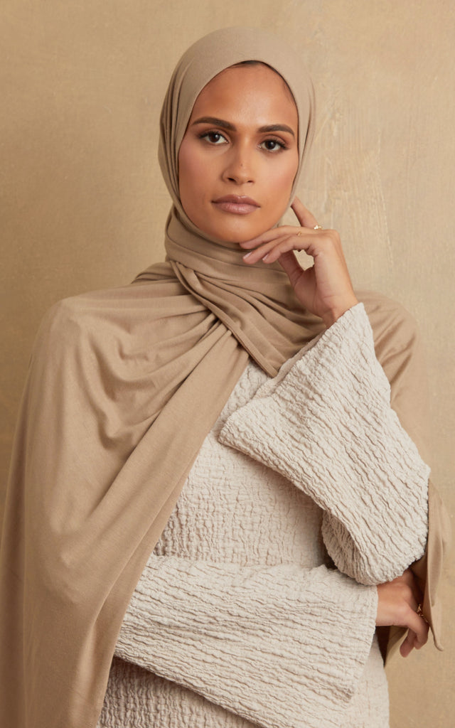 Premium Jersey Hijab - Light Mink - Rectangle 65 x 27 / Light Mink / Jersey