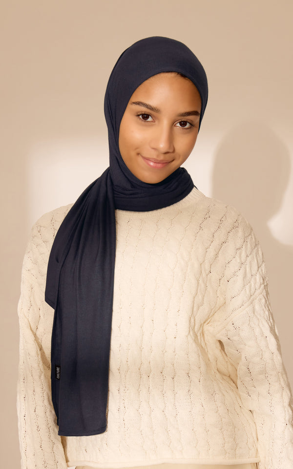 Navy Kids' Effortless Hijab (Pre-Sewn)