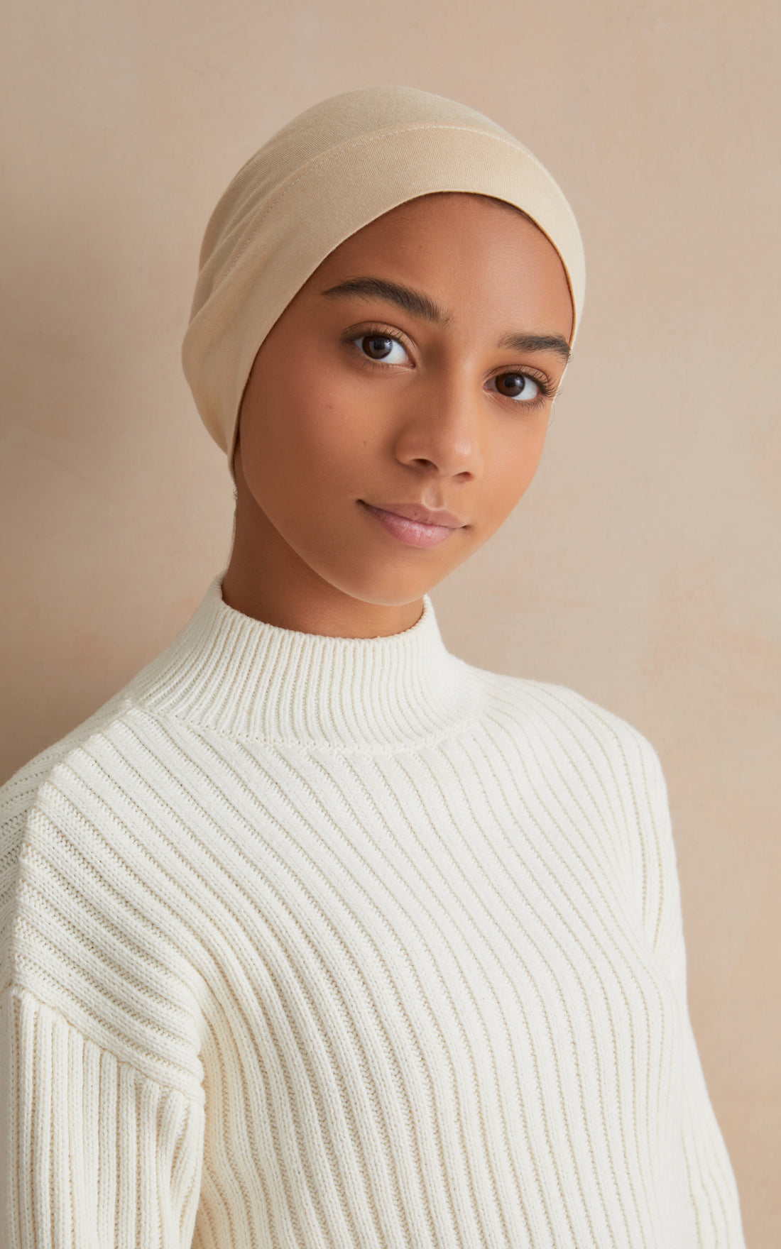Beige Kids' Under Scarf