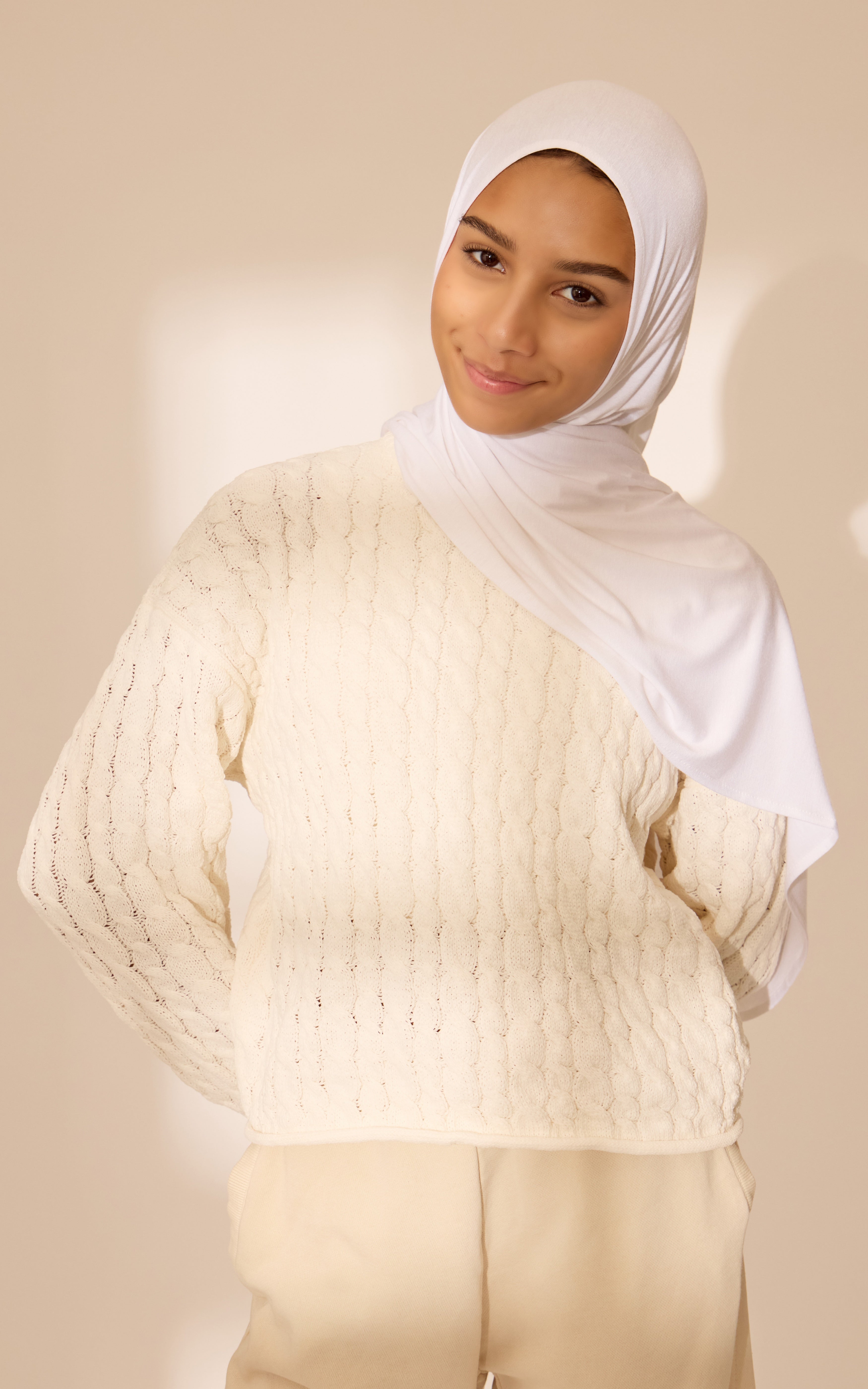 Kids' Effortless (Pre-Sewn) WHITE Hijab $15.95 Free Shipping