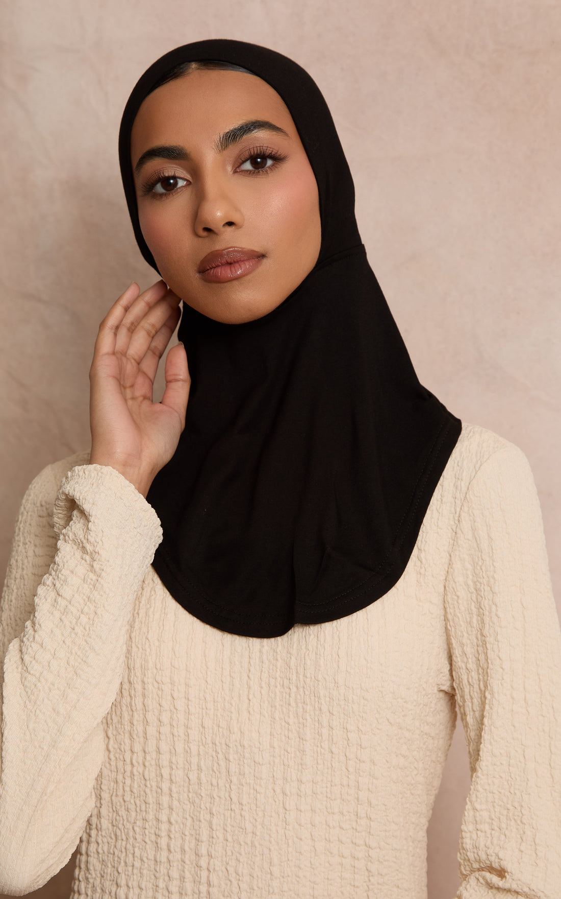 Black Mesh-Back Under Scarf — Full Coverage