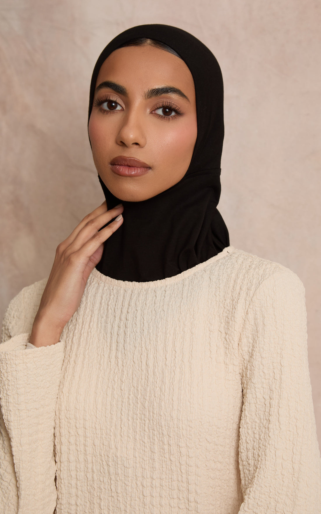 Black Mesh-Back Under Scarf — Full Coverage