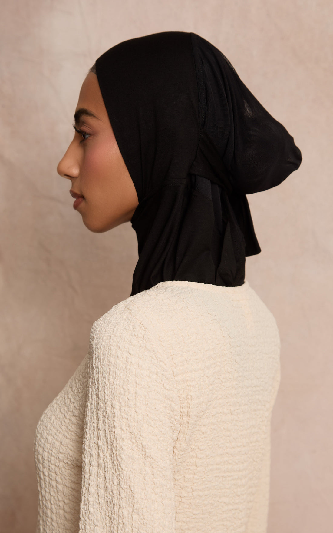 Black Mesh-Back Under Scarf — Full Coverage