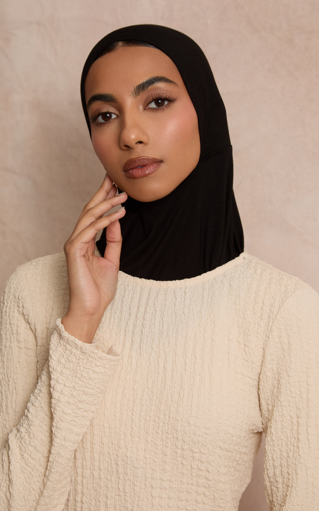 Black Mesh-Back Under Scarf — Full Coverage