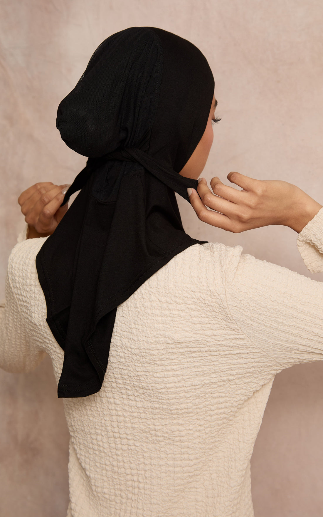 Black Mesh-Back Under Scarf — Full Coverage