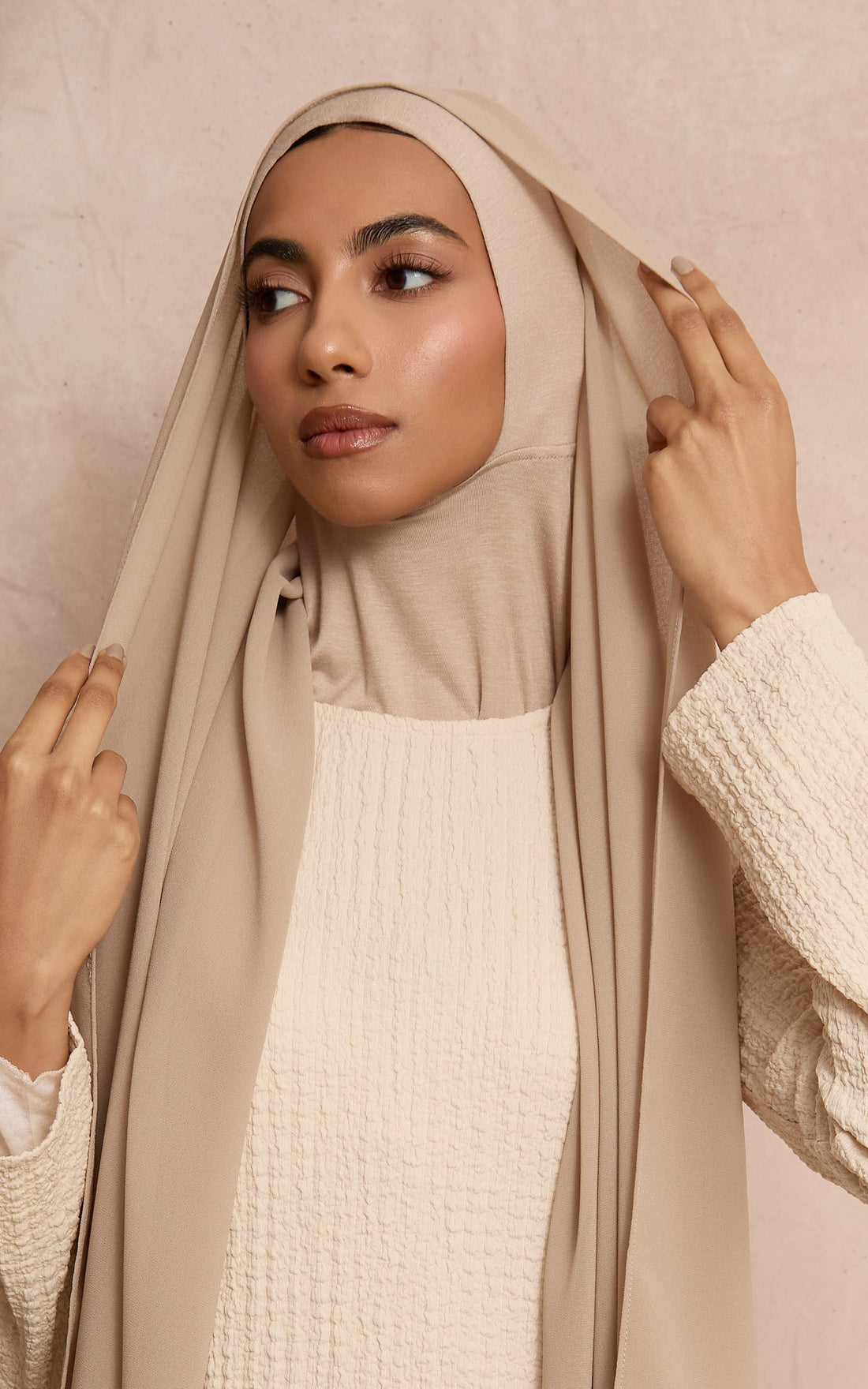 Taupe Mesh-Back Under Scarf — Full Coverage
