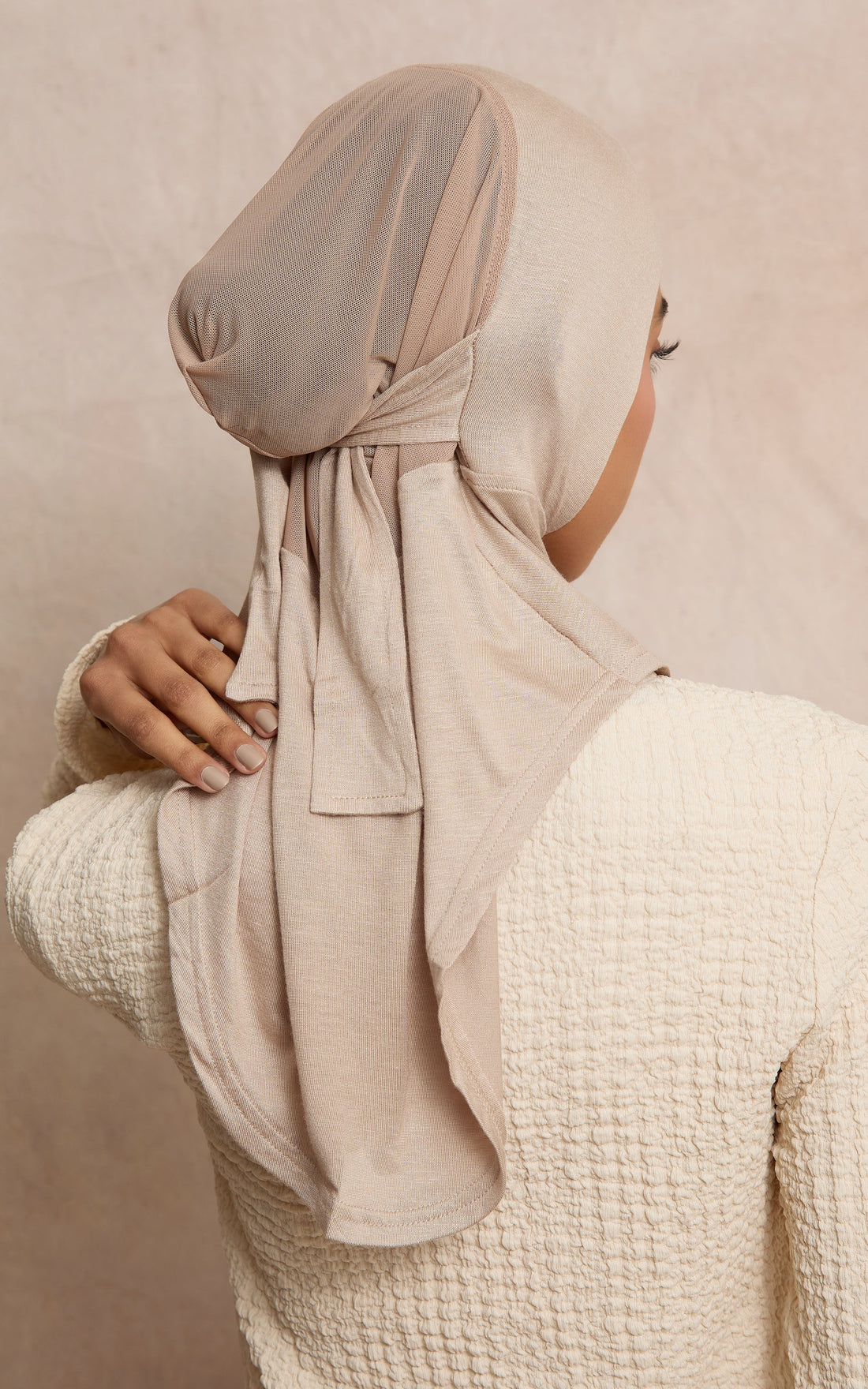 Taupe Mesh-Back Under Scarf — Full Coverage