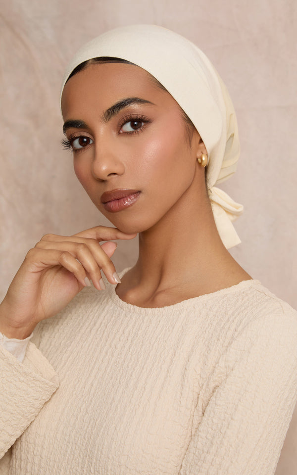Ivory Mesh-Back Under Scarf