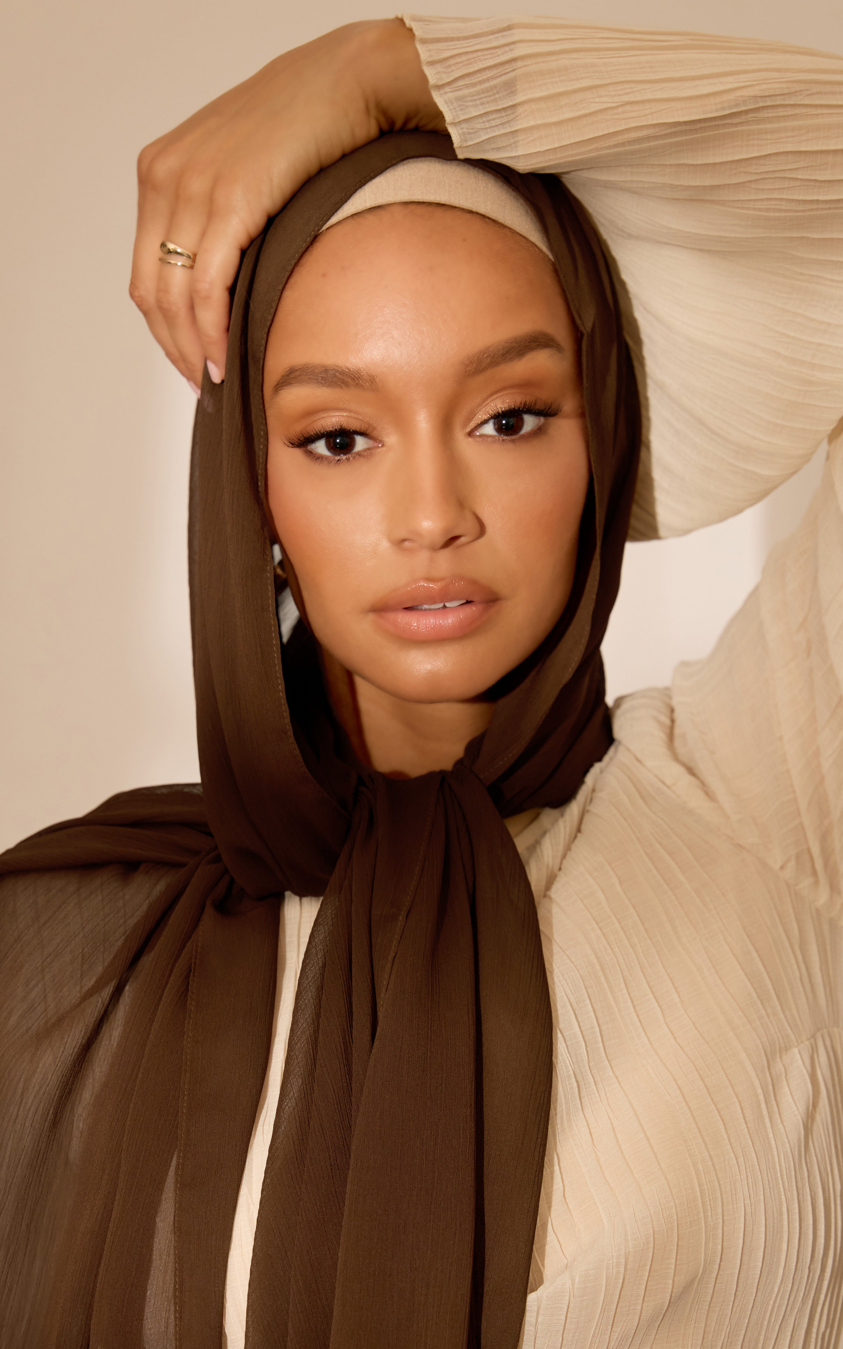 Solid Textured Chiffon MOCHA Hijab Scarf $18.95 Free