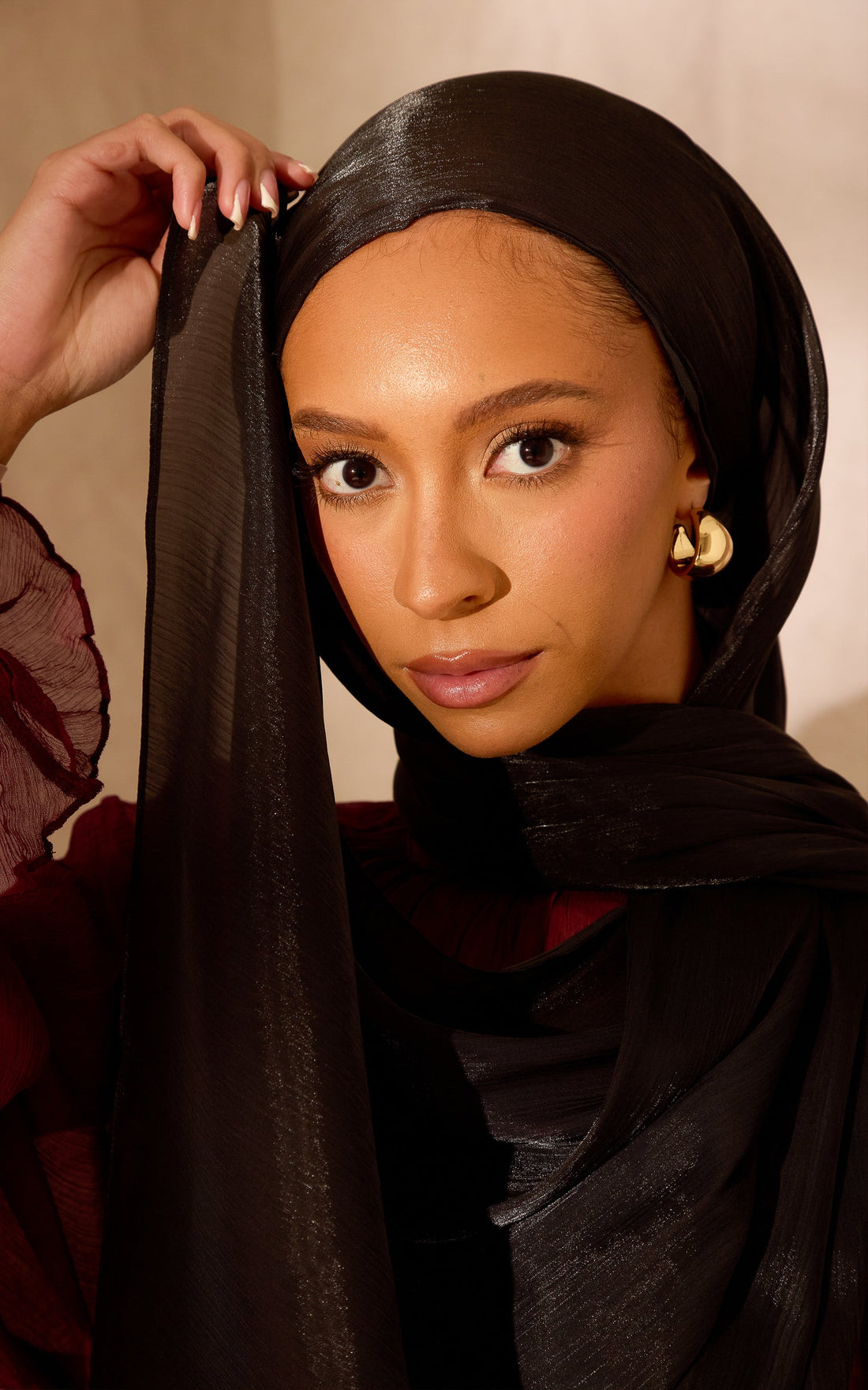 Onyx Lustre Satin Hijab