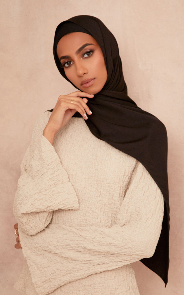 Solid Luxury Satin Modal ONYX Non Slip Hijab Scarf $19.95 Free Shipping!