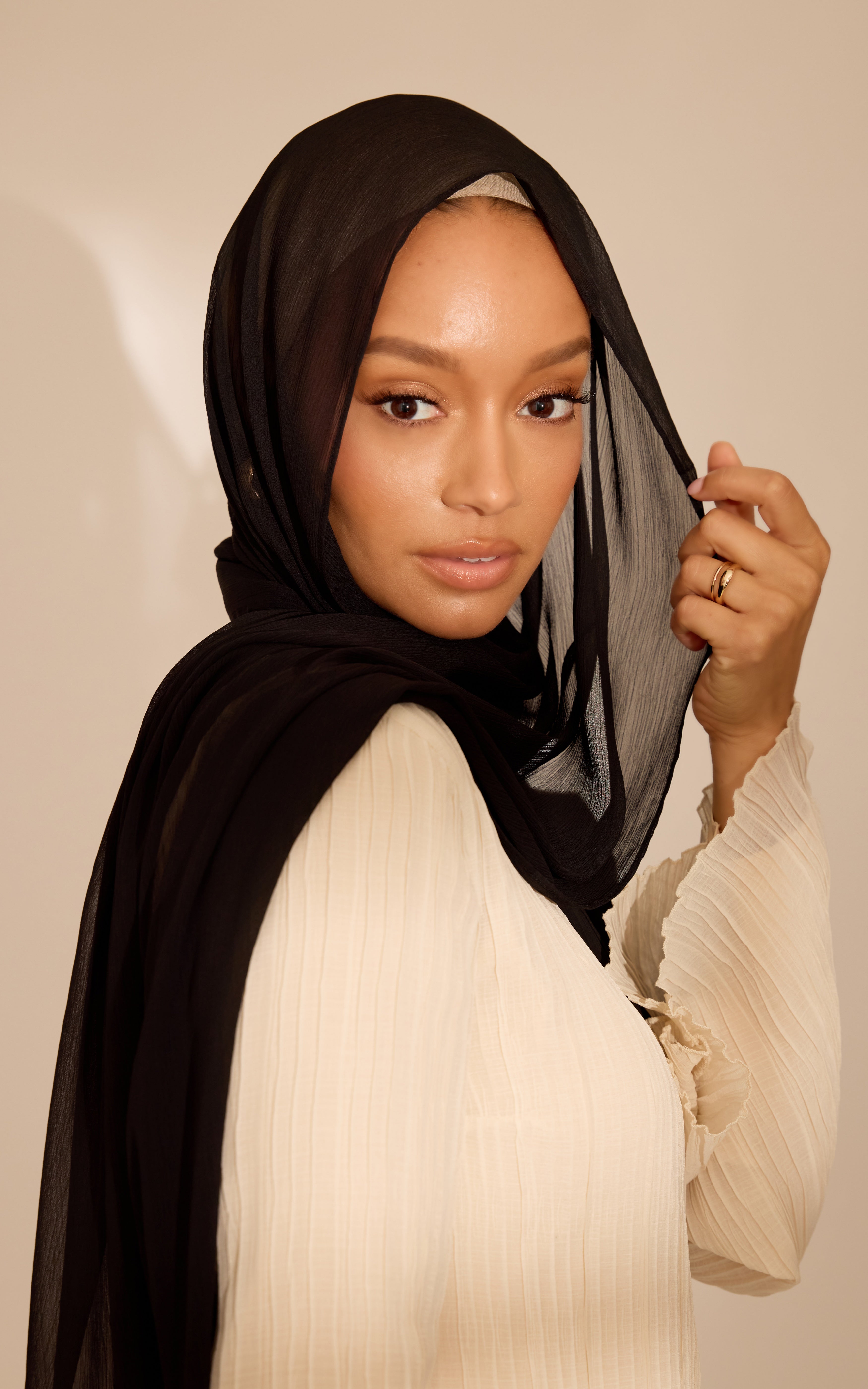 Solid Textured Chiffon Onyx Hijab Scarf $18.95 Free Shipping
