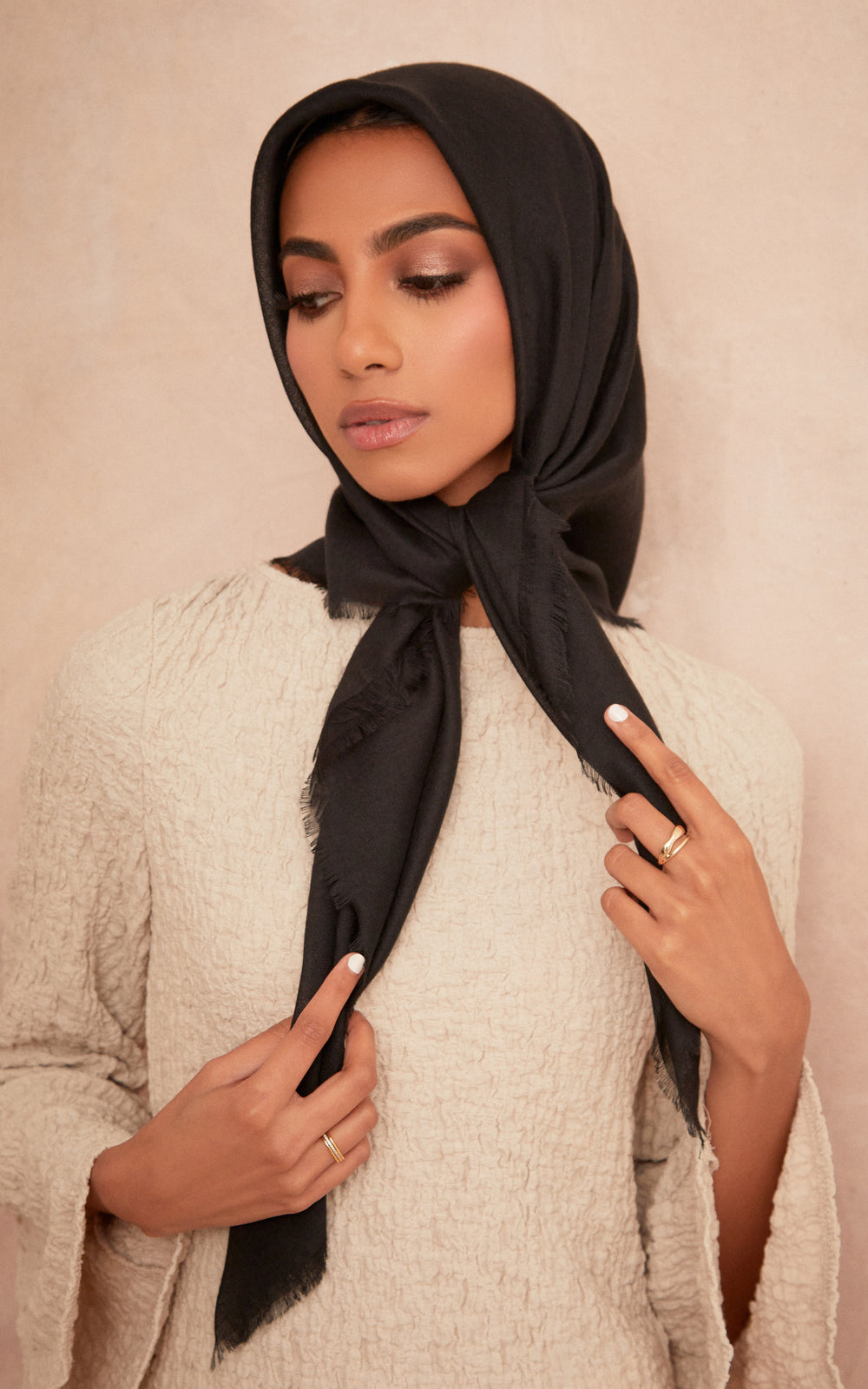 Solid Woven Premium Viscose Onyx Black Hijab Scarf $15.95 Free
