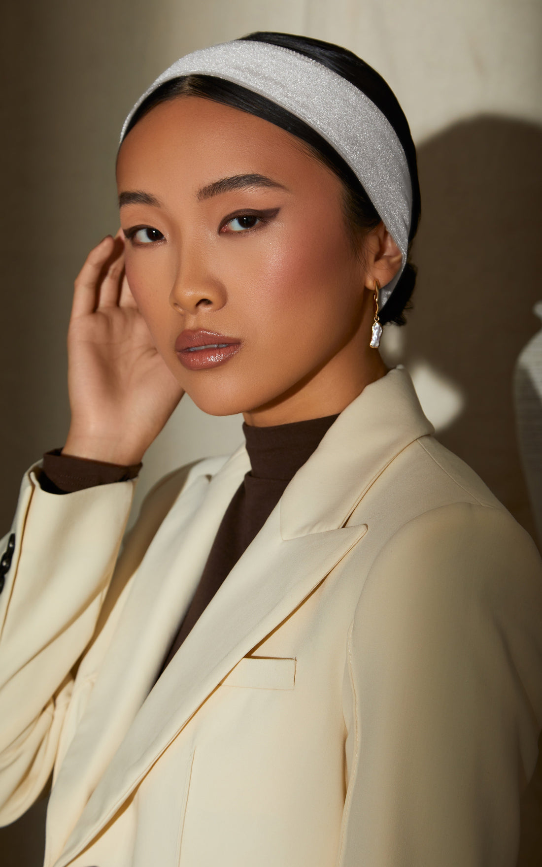 Taupe No-Slip Scarf Headband
