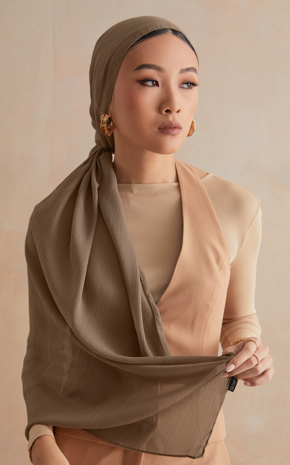 Warm Taupe Textured Chiffon Hijab