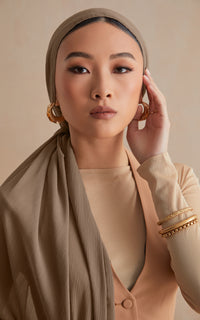 Warm Taupe Textured Chiffon Hijab