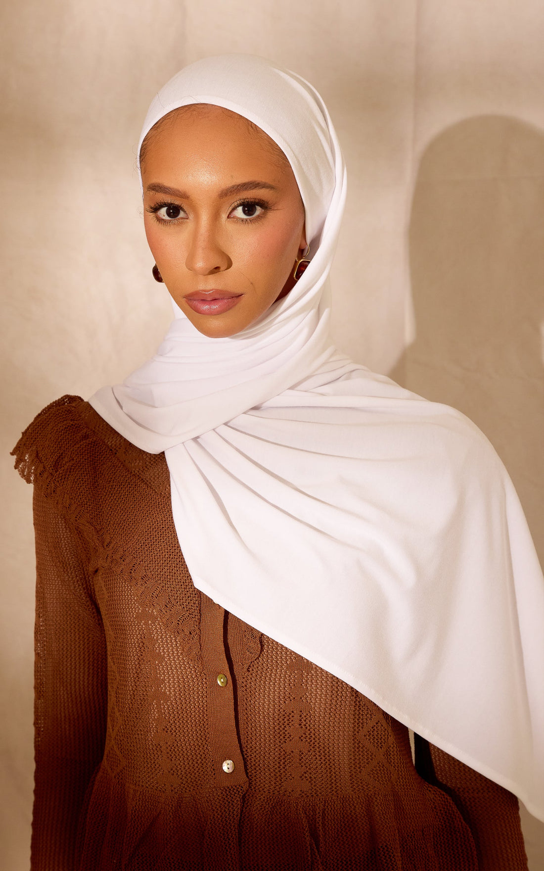 White Premium Jersey Hijab — Mini