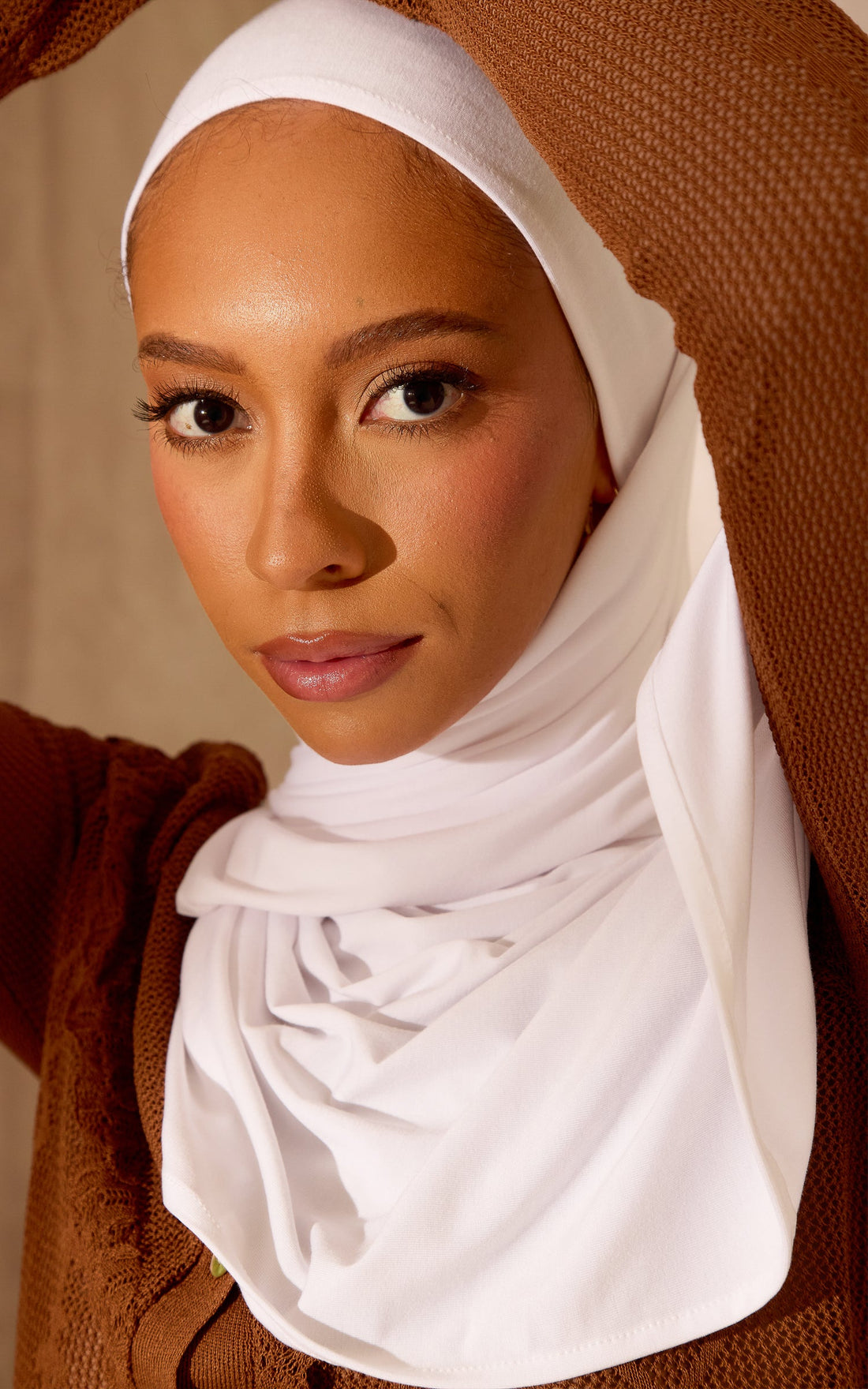 White Premium Jersey Hijab — Mini