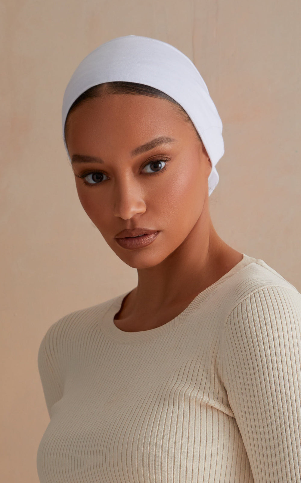 Wide Band Cotton Under Scarf — White