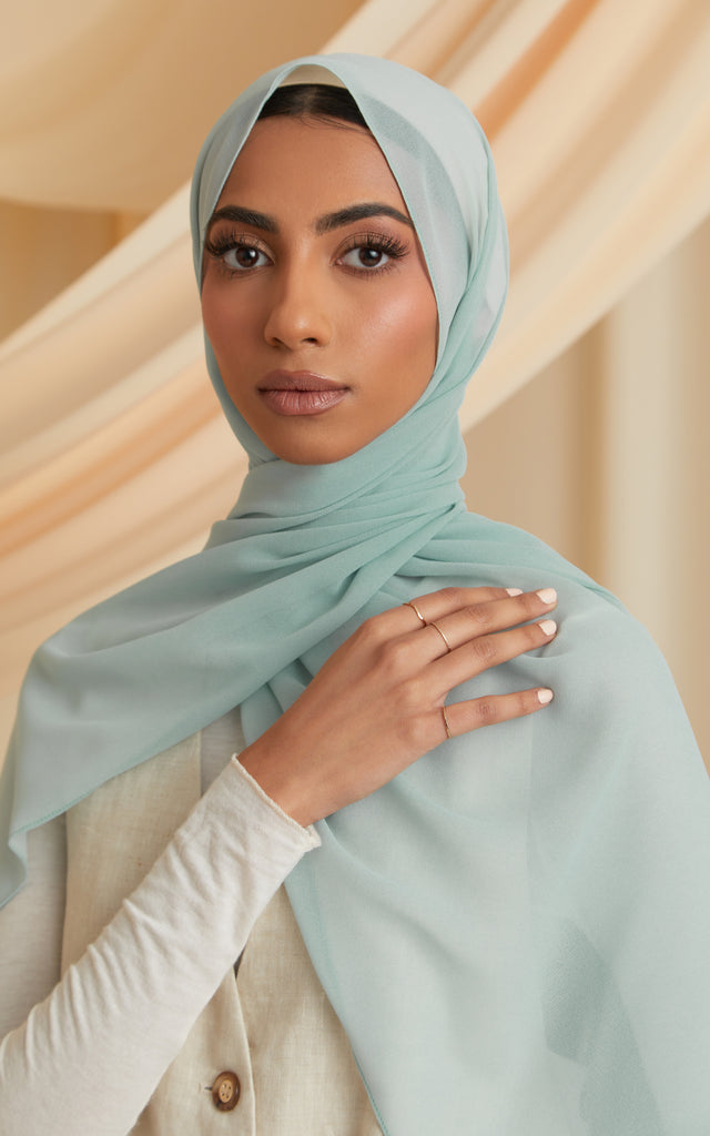 Solid Chiffon DUSTY AQUA Hijab Scarf $10.95 Free Shipping!