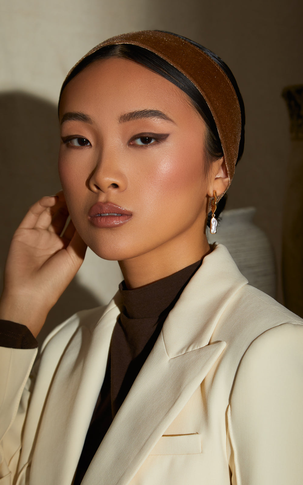 No-Slip Scarf Headband — Tan